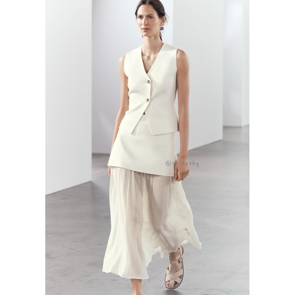 Zara MIXED PLEATED KNIT SKIRT - Picture 2 of 15